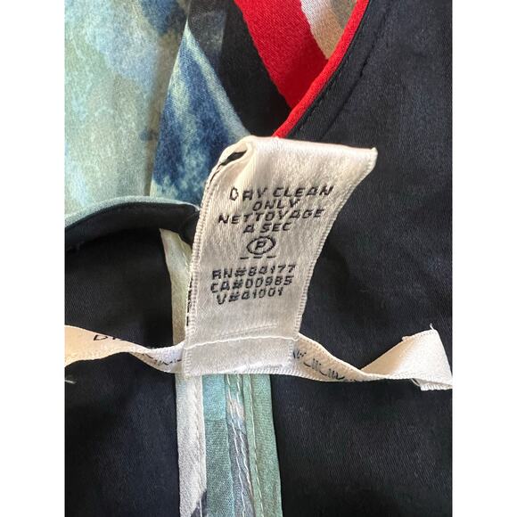Diane Von Furstenberg Blue Abstract Multicolored Silk Midi Dress Size 4 - Picture 4 of 4